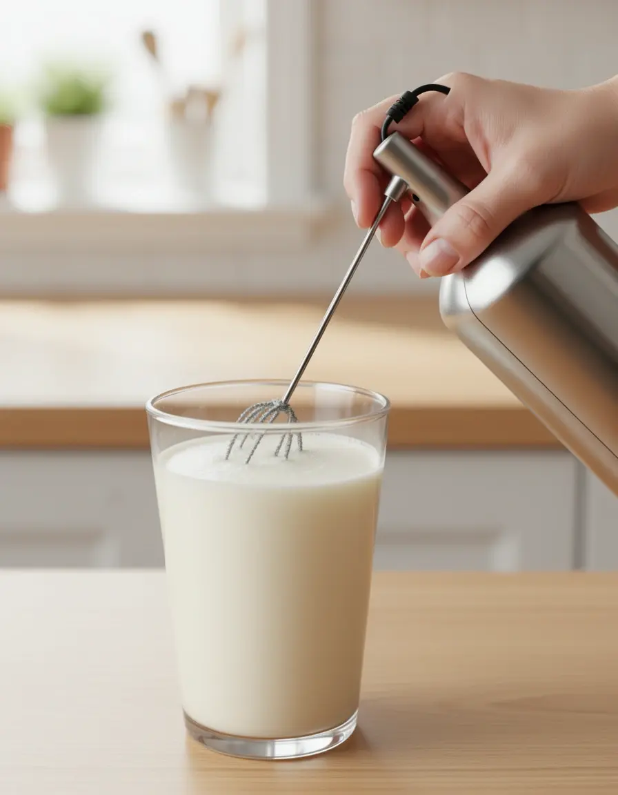 Espumador de leche de mano en vaso
