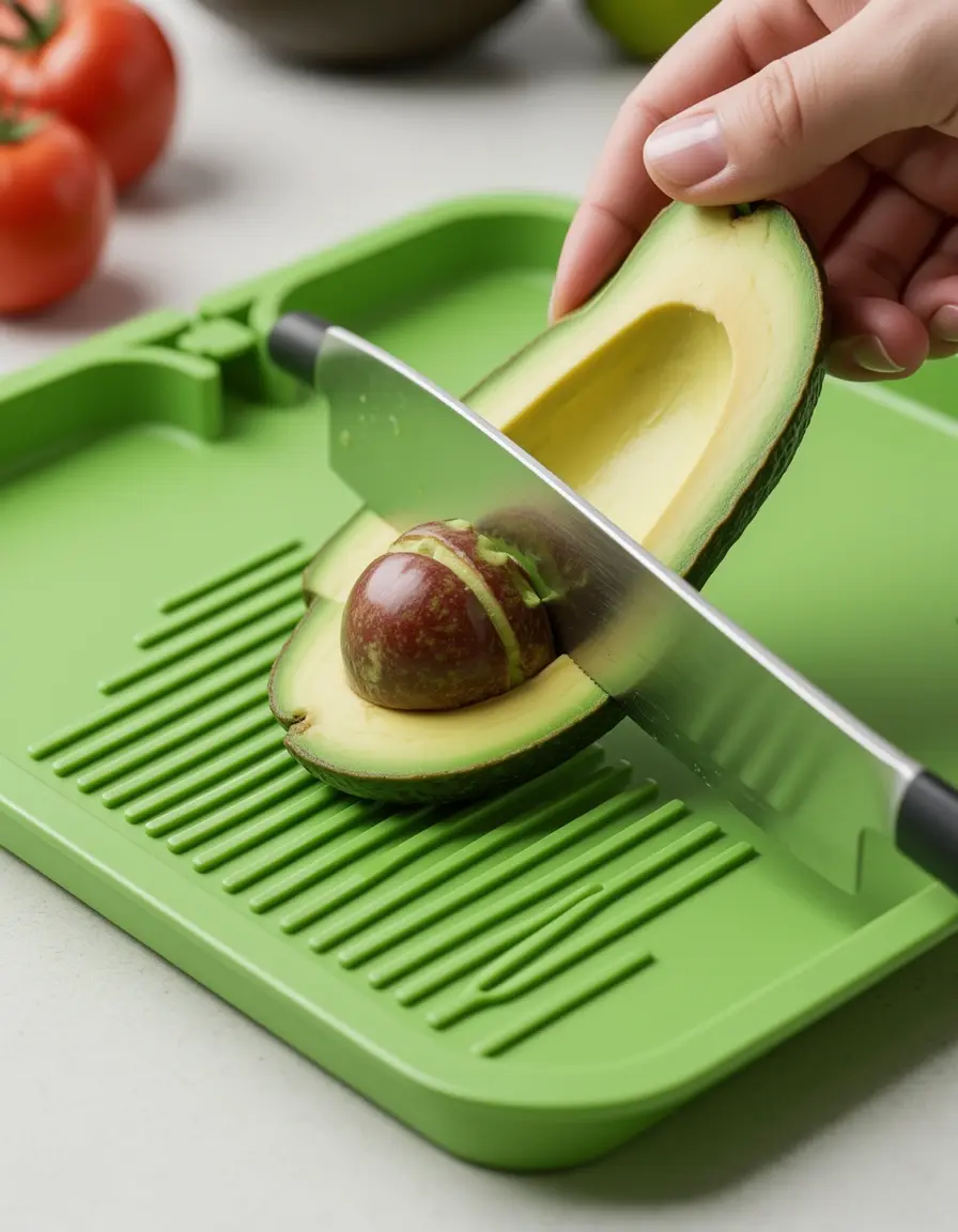 Cortador de aguacate 3 en 1 en uso