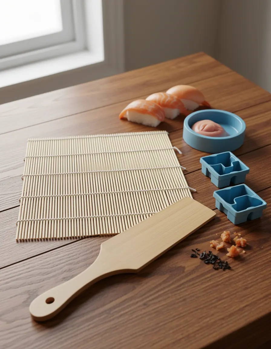 Kit para hacer sushi de 10 piezas con esterilla de bambú y moldes