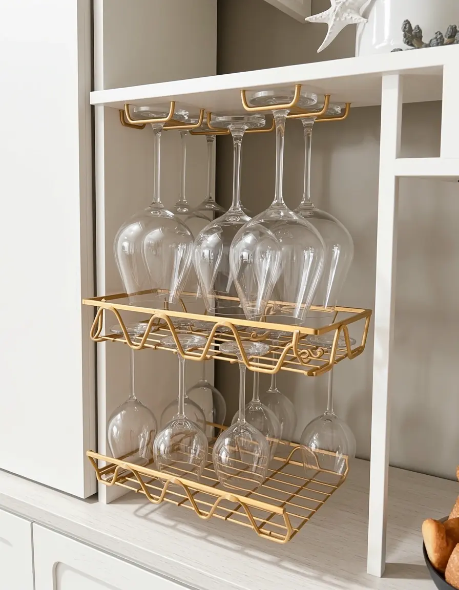 Soporte para copas de vino bajo la isla