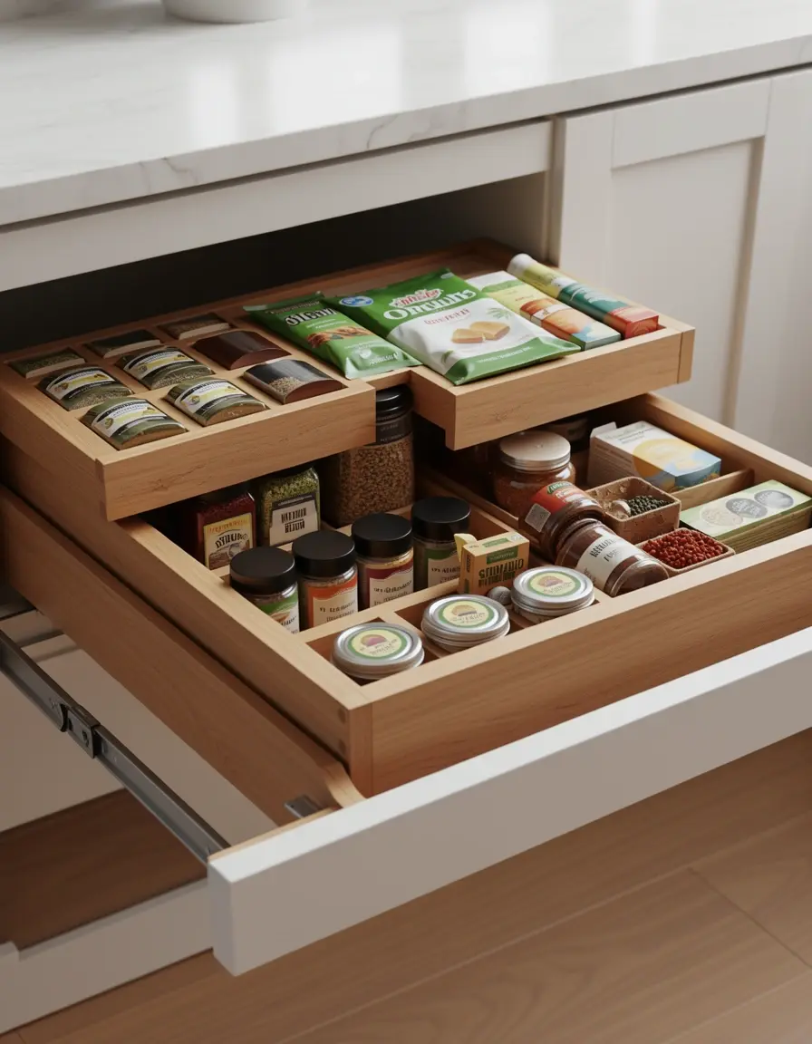 Organizador de especias escalonado para cajones