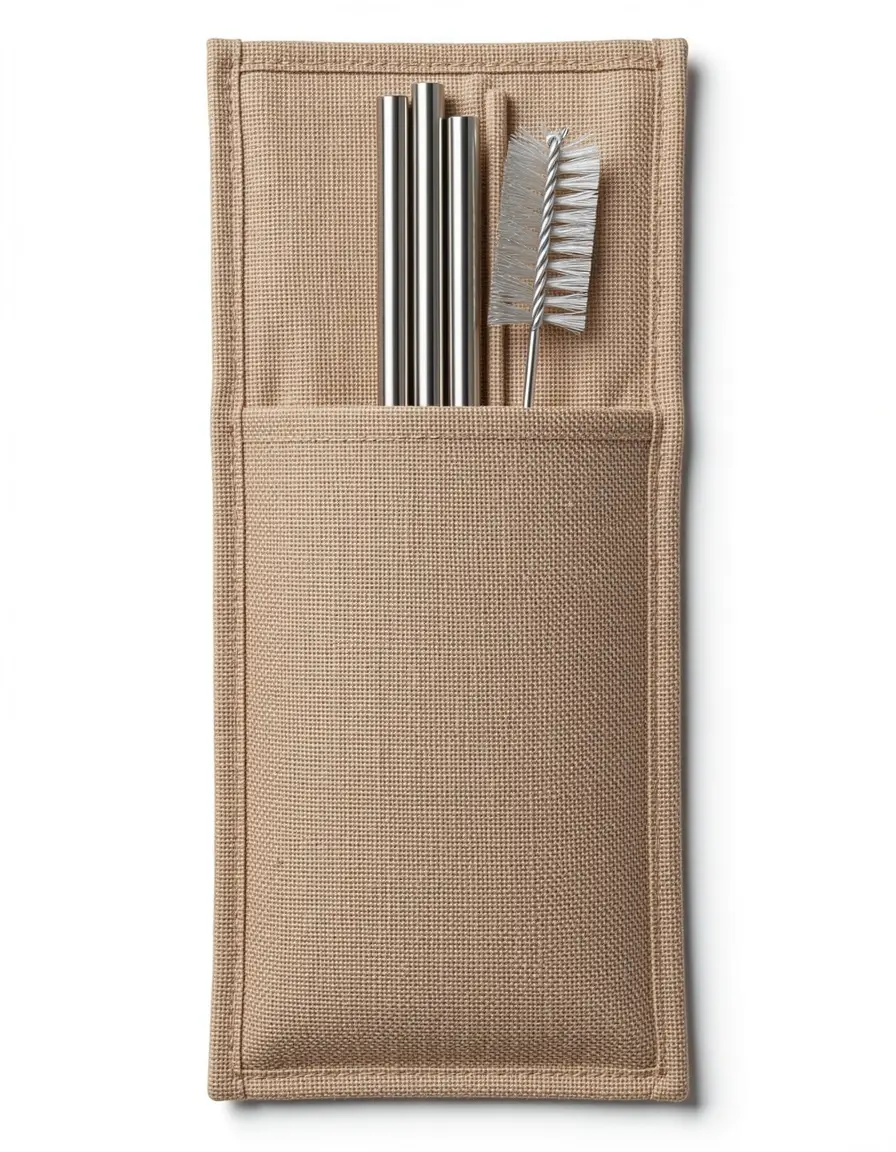 Set de pajitas de acero inoxidable reutilizables con cepillo de limpieza alfombras cocina