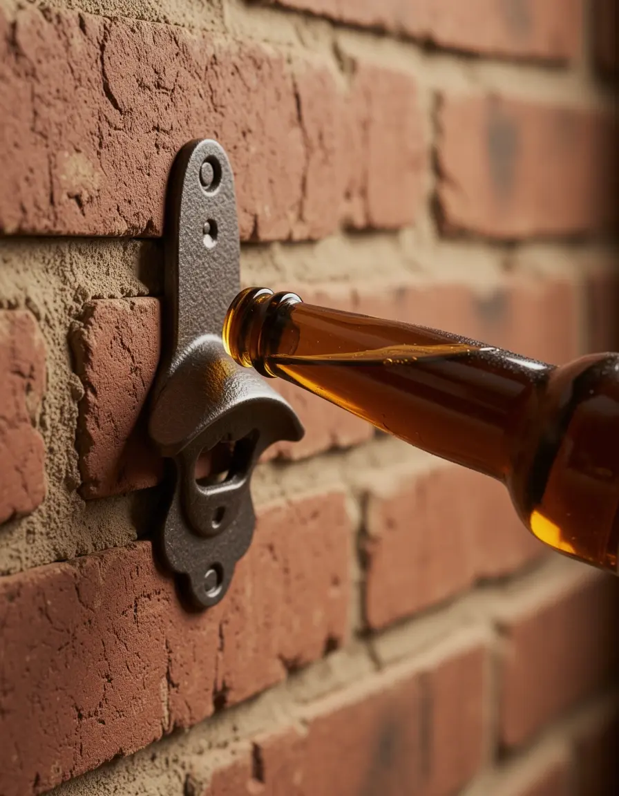 Abridor de botellas de pared de hierro fundido estilo rústico alfombras cocina