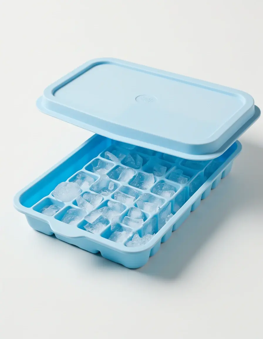Bandeja de silicona para hielo con tapa flexible
