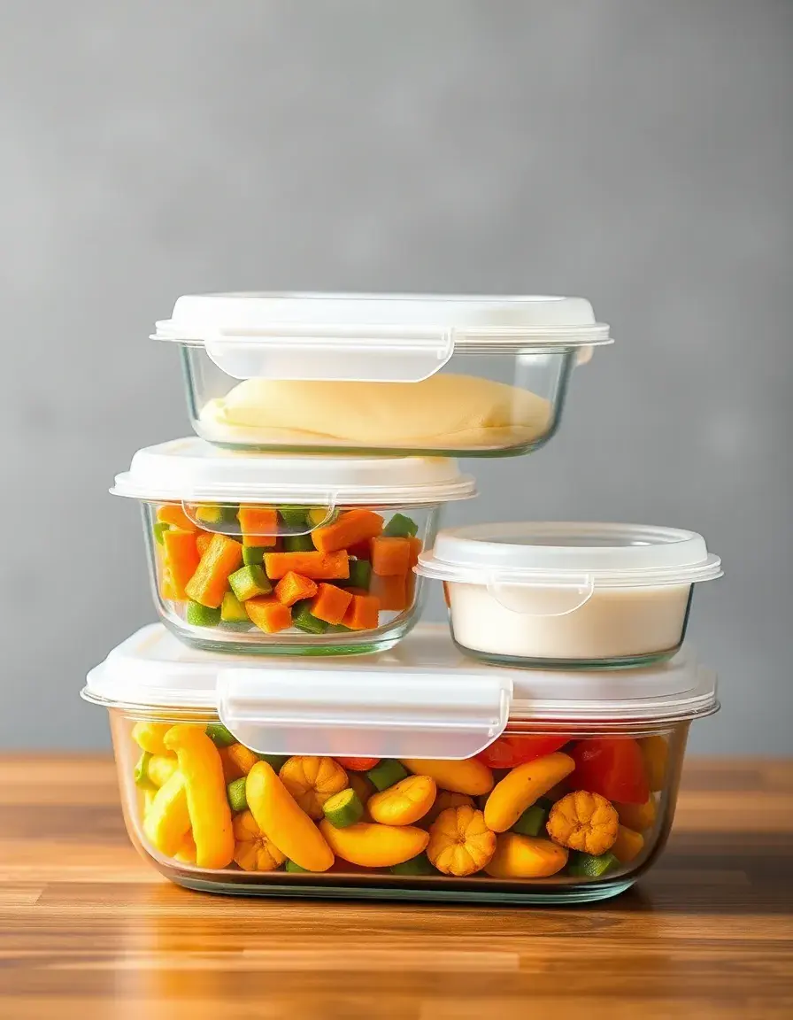 Set de 5 recipientes de vidrio para almacenamiento de alimentos