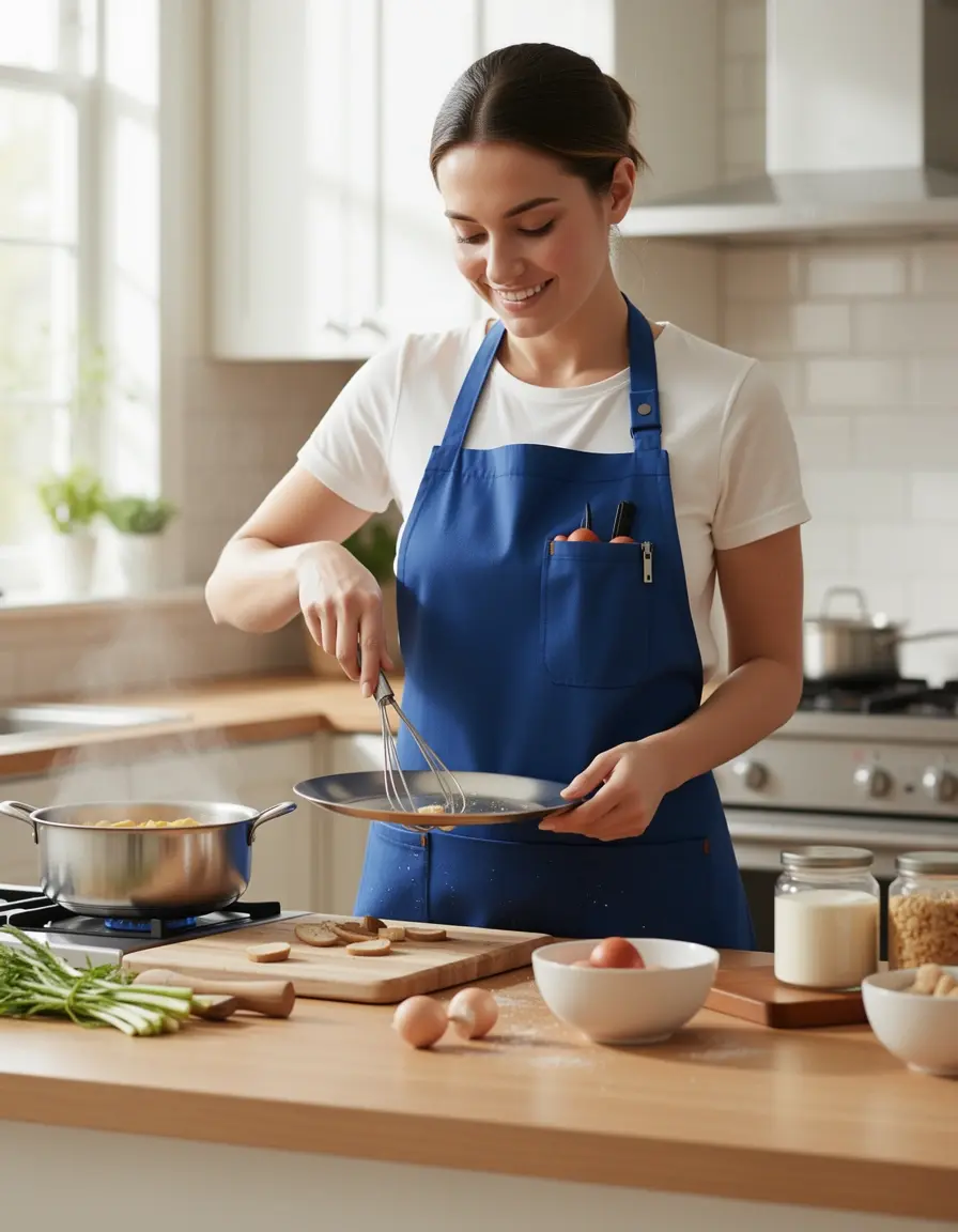 Delantal de cocina ajustable e impermeable con bolsillos prácticos