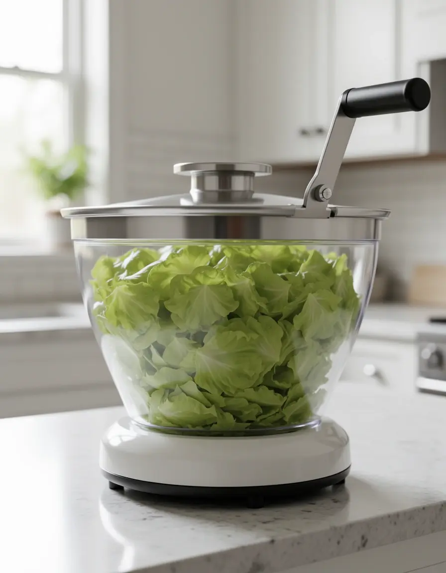 Centrifugador de ensaladas de gran capacidad con manivela