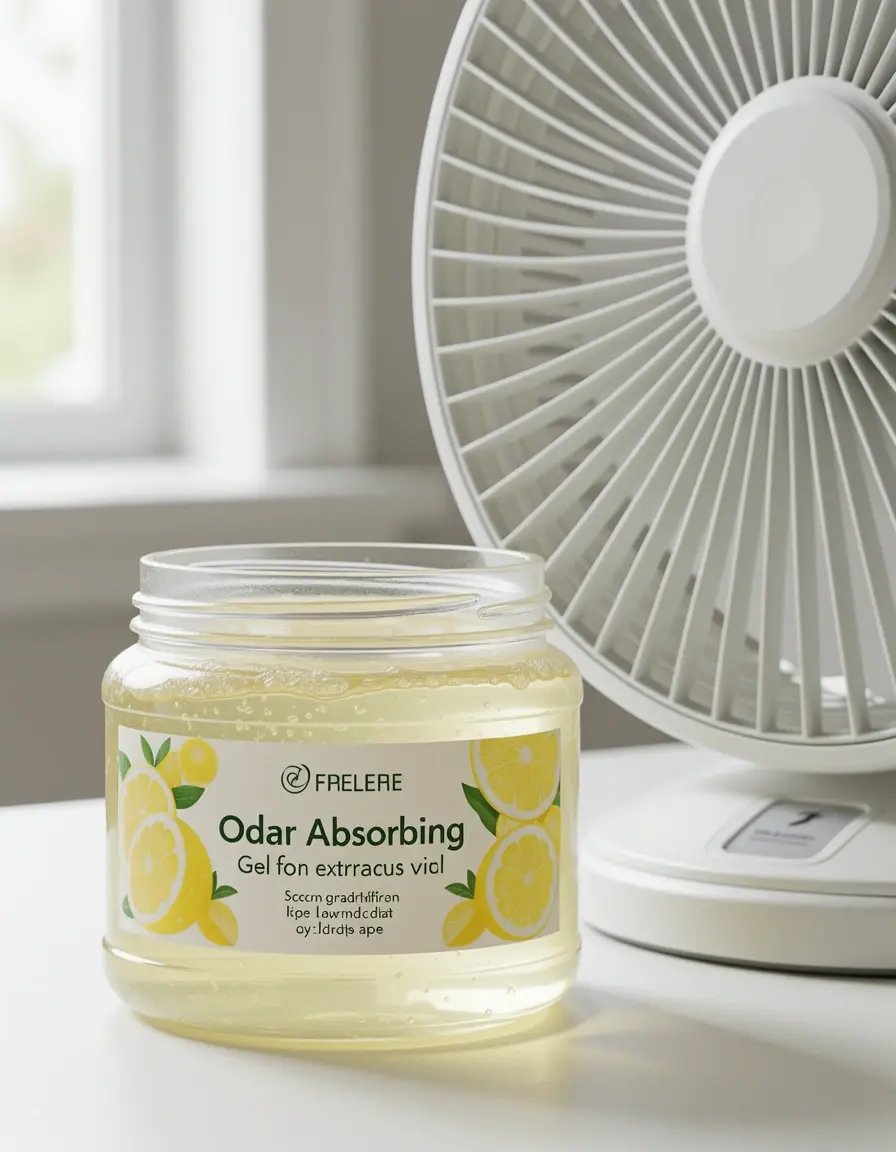 Gel absorbente de olores con aroma a limón cerca de un extractor