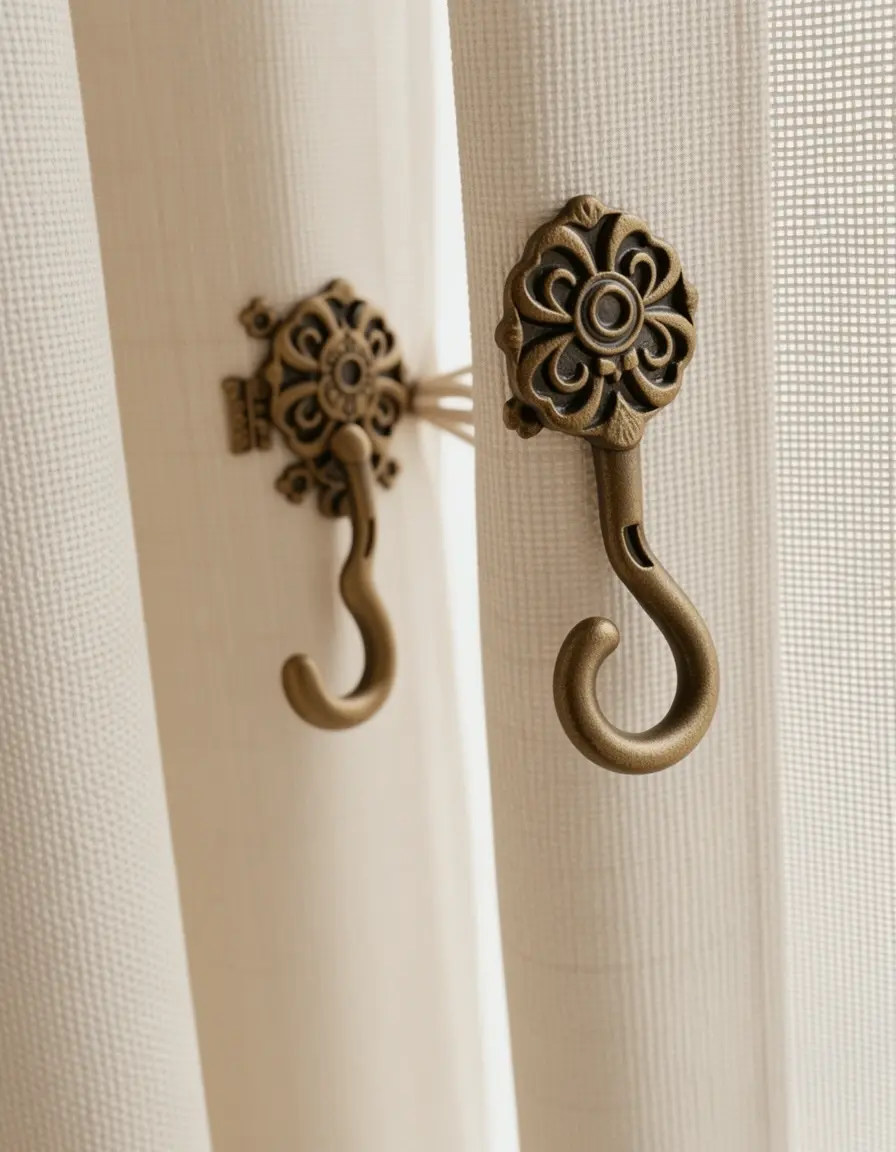 Ganchos decorativos de amarre para sujetar cortinas cocina