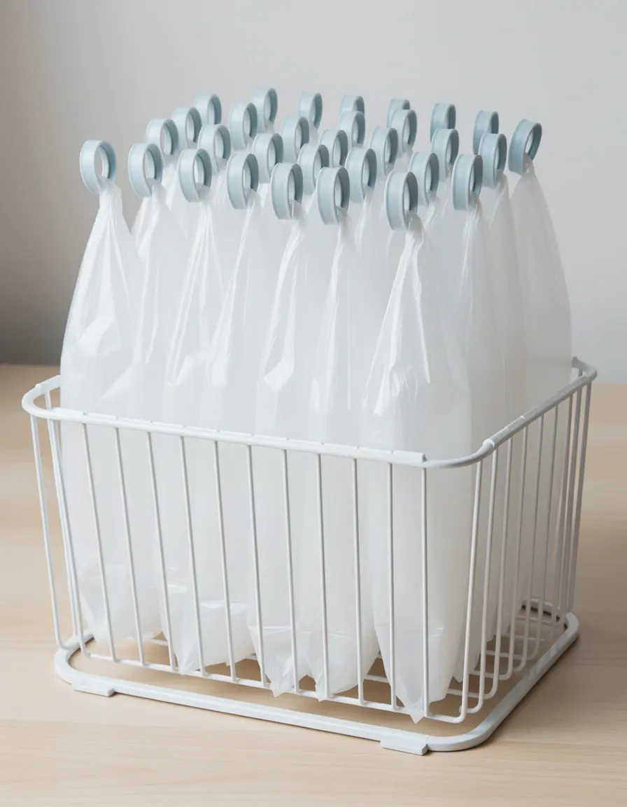 Soporte elástico para bolsas de basura en el cubo