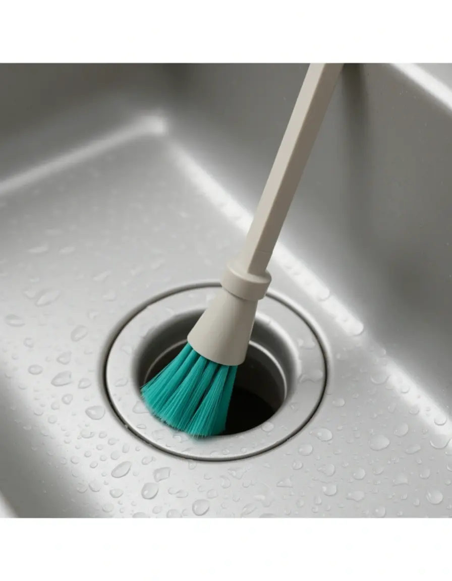 Cepillo flexible para limpiar el rebosadero del fregadero con cerdas resistentes