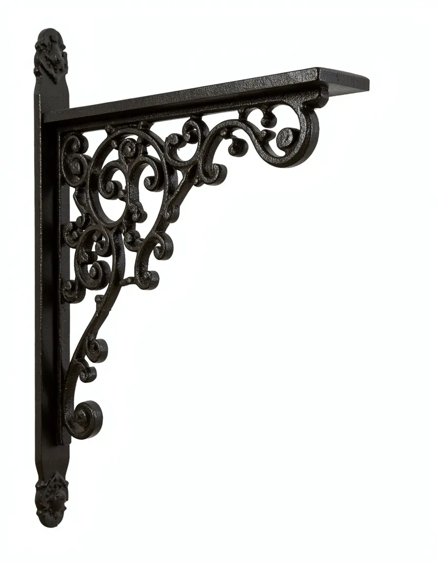 Soportes de estantería decorativos de hierro fundido negro