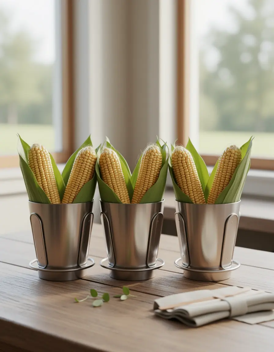 Soportes de acero inoxidable para mazorcas de maíz