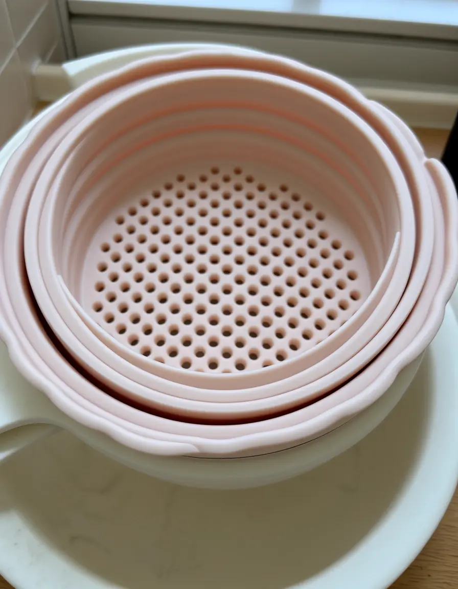 Colador de silicona plegable para ahorrar espacio