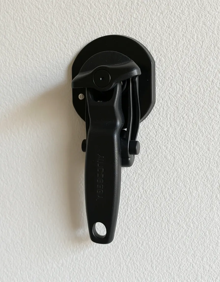 Abrelatas de pared manual instalado en cocina pequeña