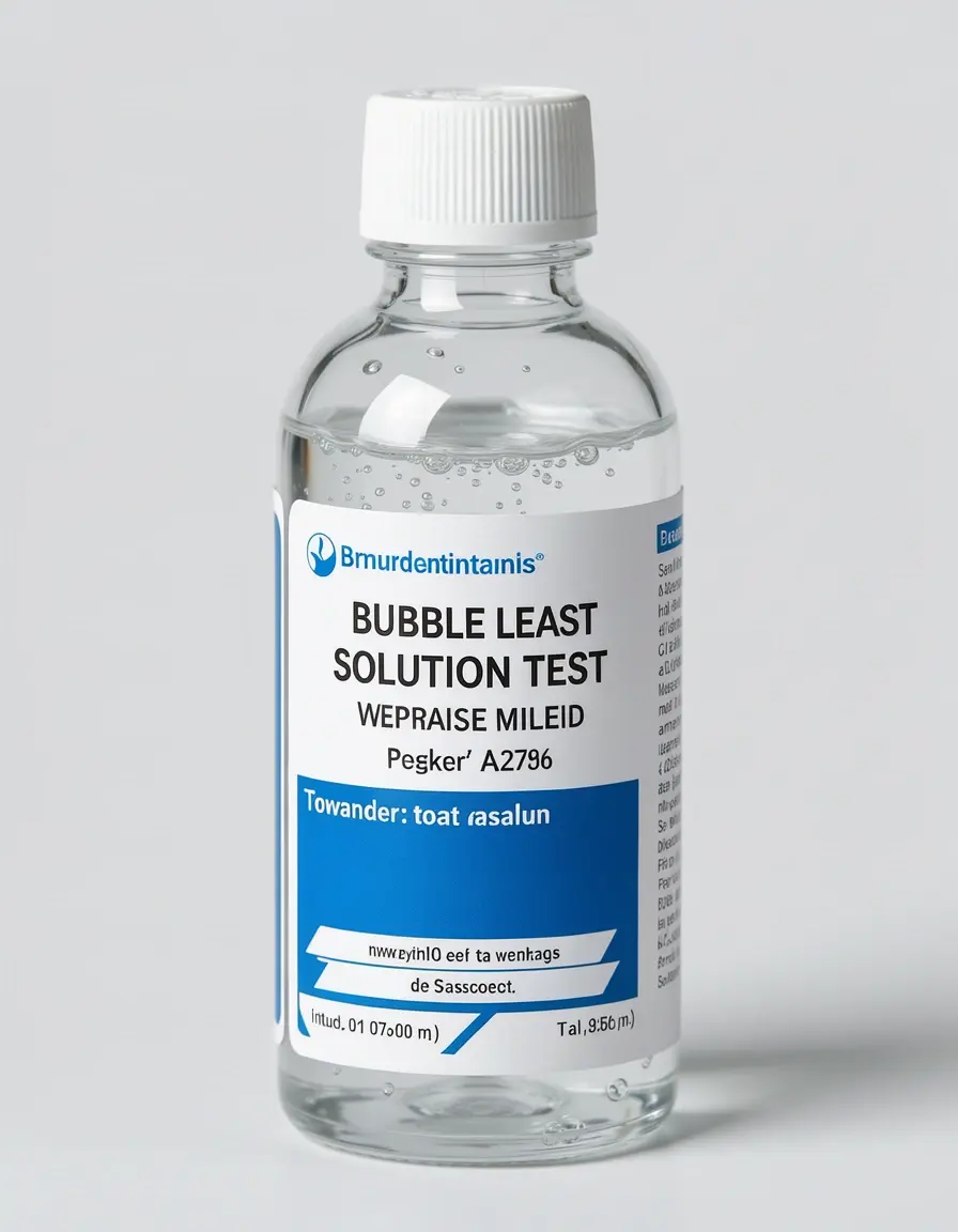 Botella de solución para prueba de fugas de gas con burbujas
