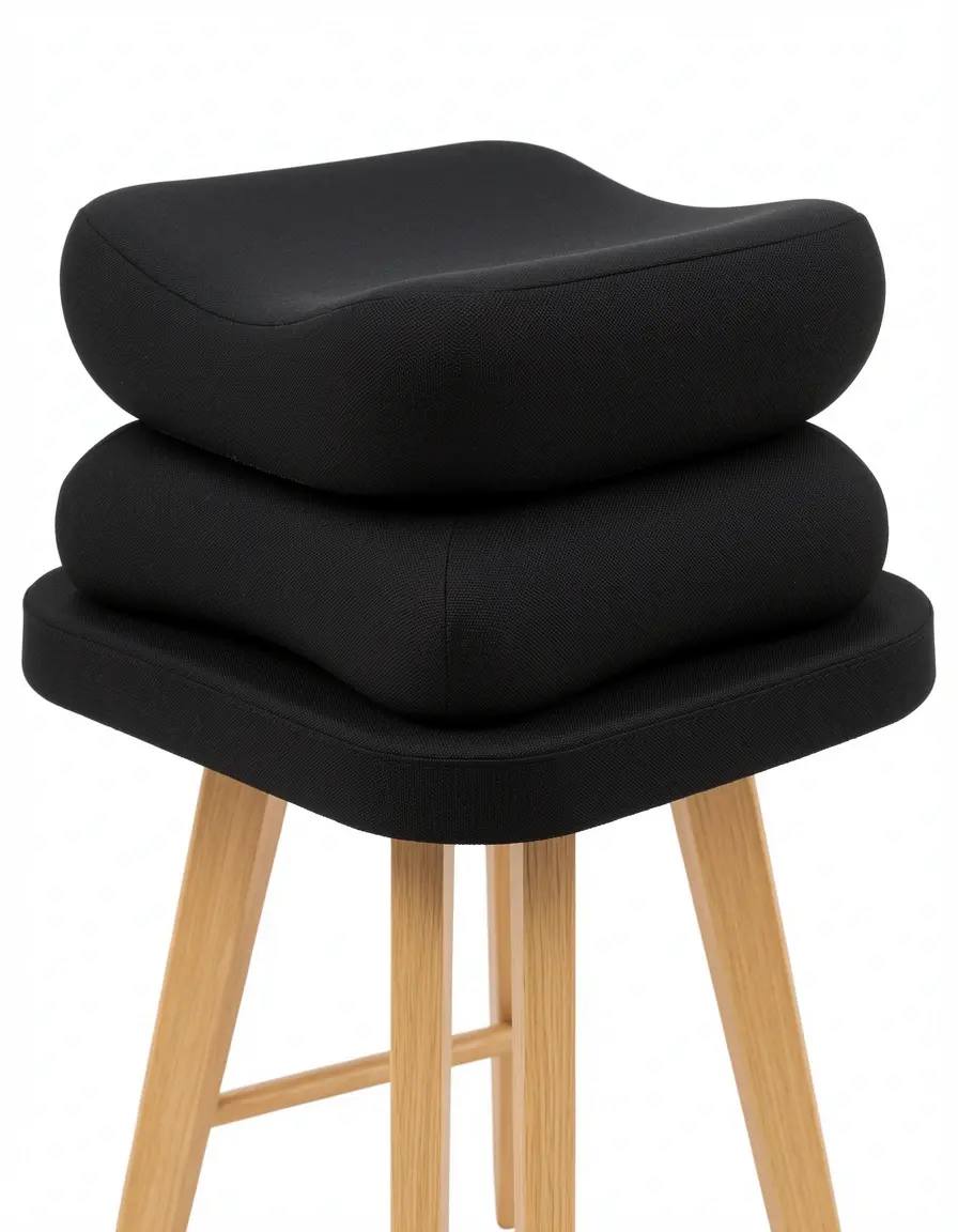 Cojín ergonómico de espuma viscoelástica para taburete de cocina negro