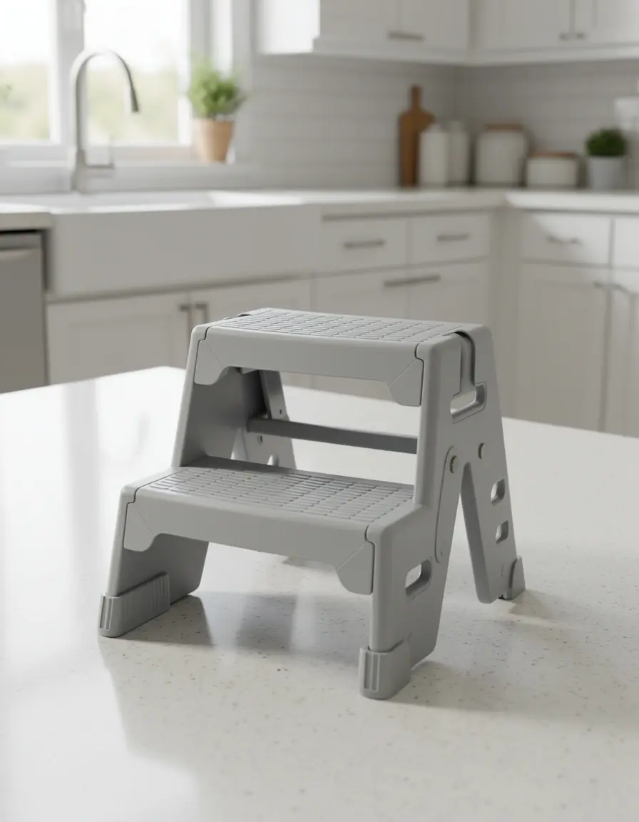Taburete plegable portátil ligero para alcanzar armarios altos de cocina