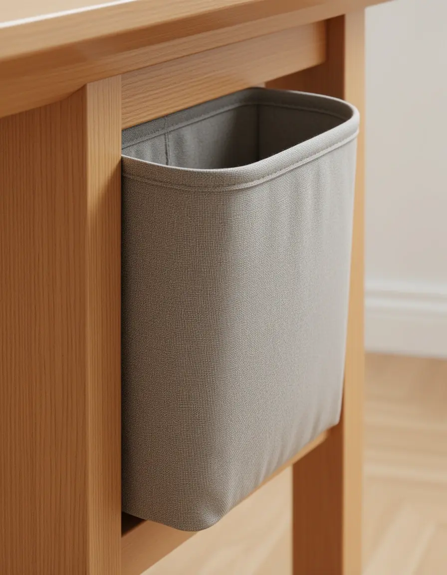 Cubo de basura pequeño con clip para bordes de muebles