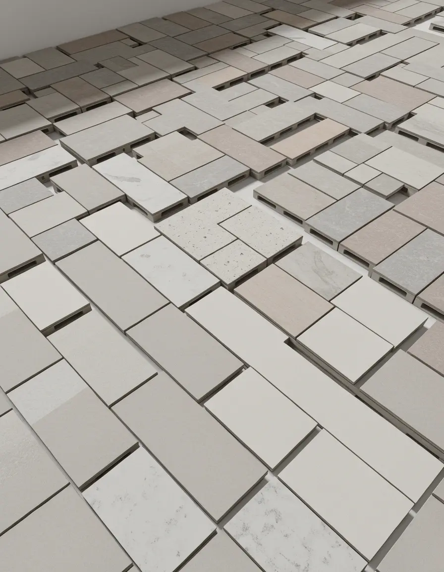 Muestrario de azulejos y baldosas para suelos de cocina