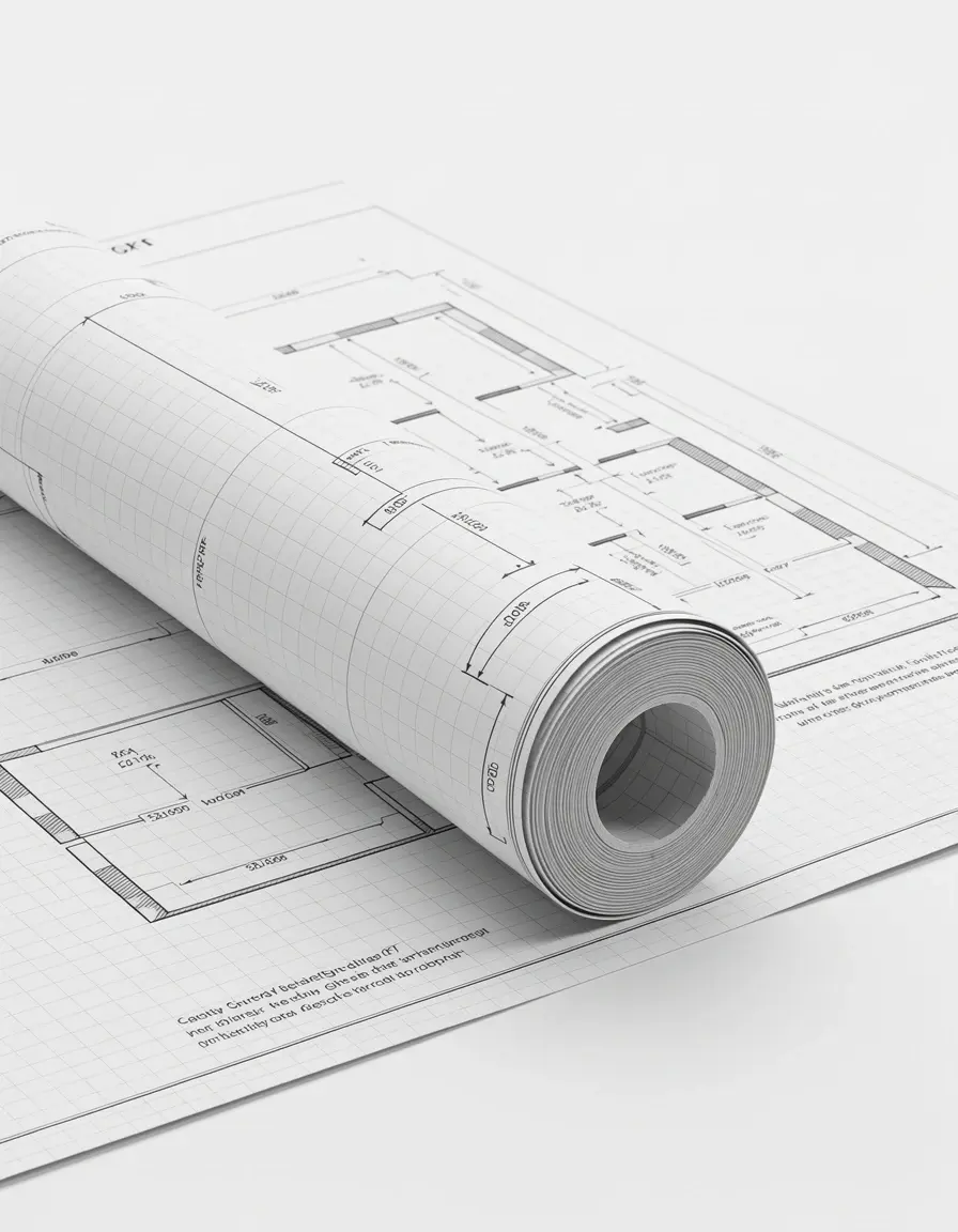 Rollo de papel blueprint para planos de reforma cocina