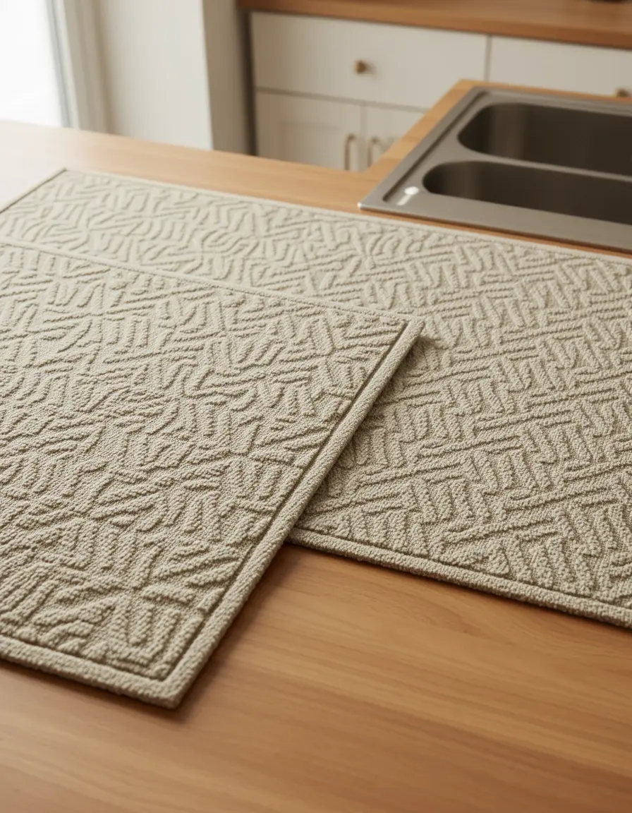 Set de dos alfombrillas de cocina con patrones decorativos modernos