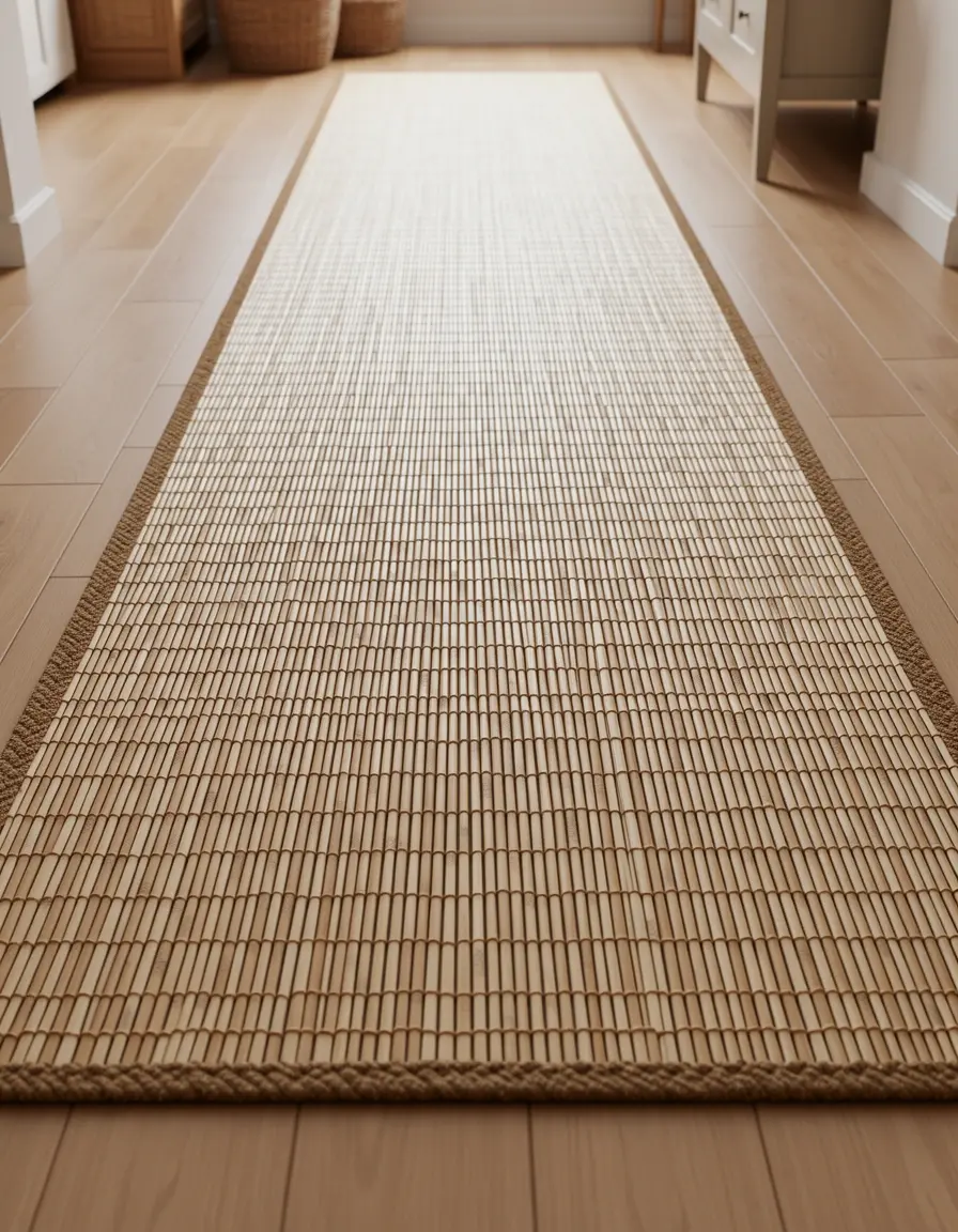 Alfombra de bambú natural tipo runner para cocina rústica