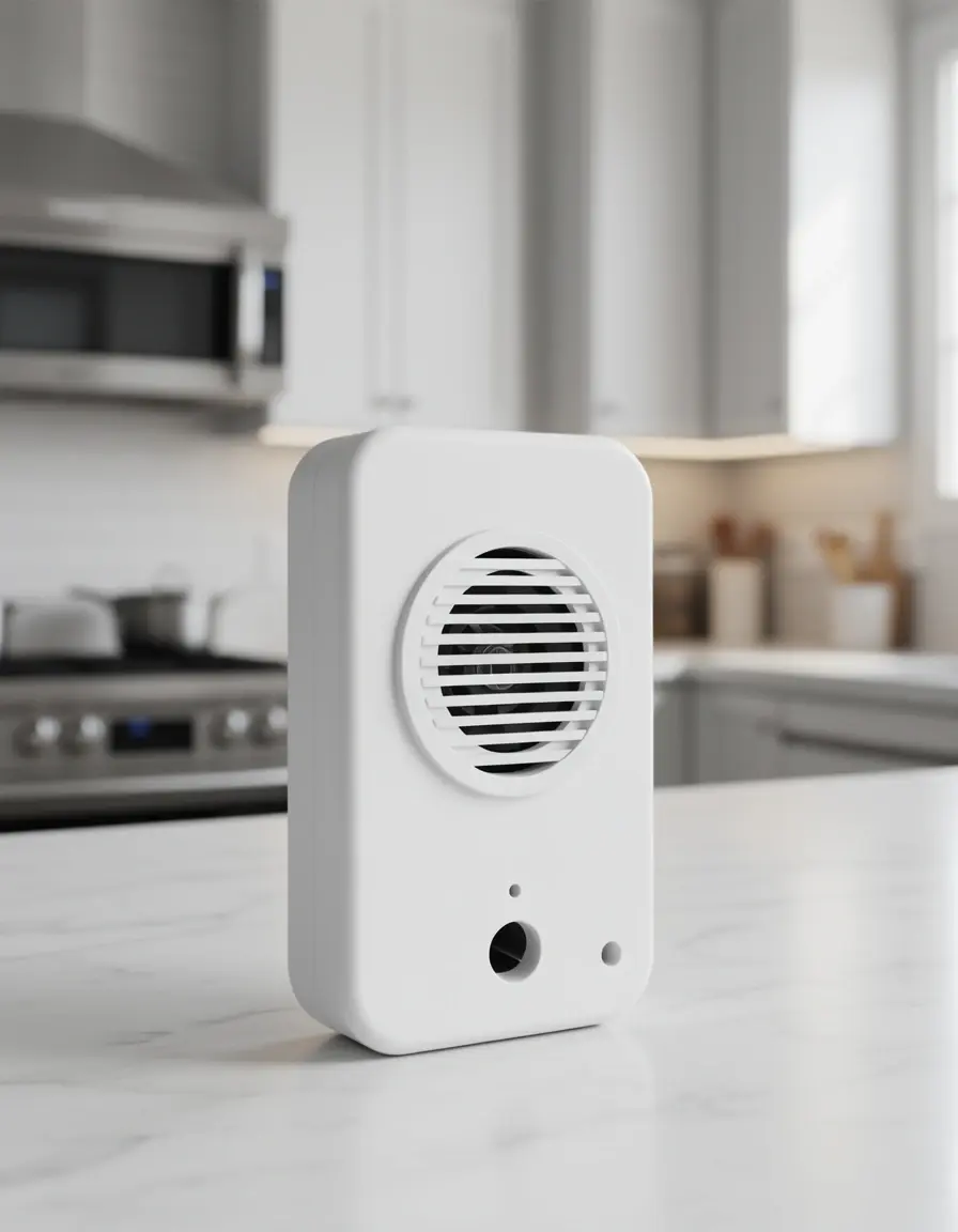 Detector de fugas de gas de plástico blanco para seguridad en cocina de gas
