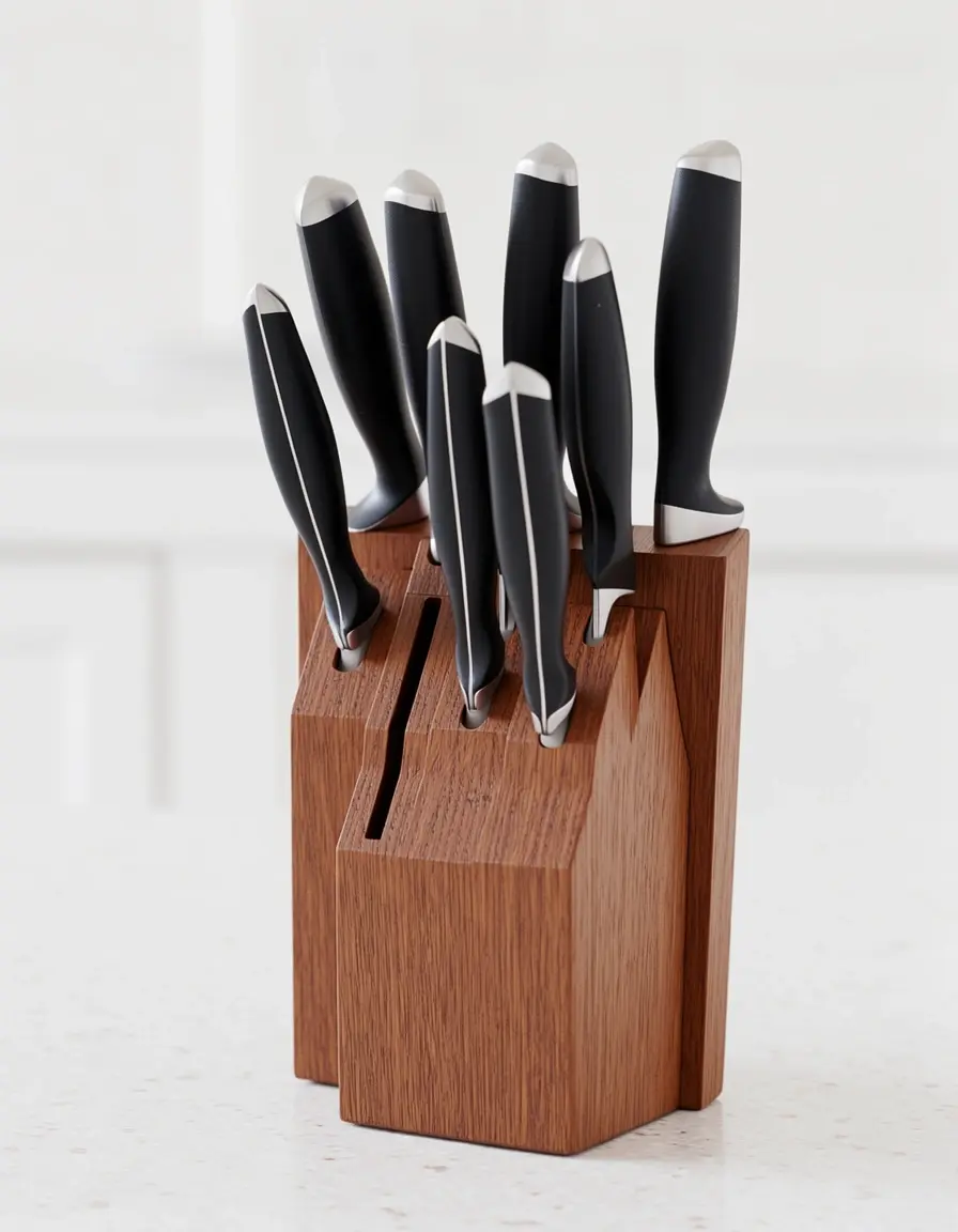 Bloque de cuchillos de acero inoxidable con 6 piezas esenciales