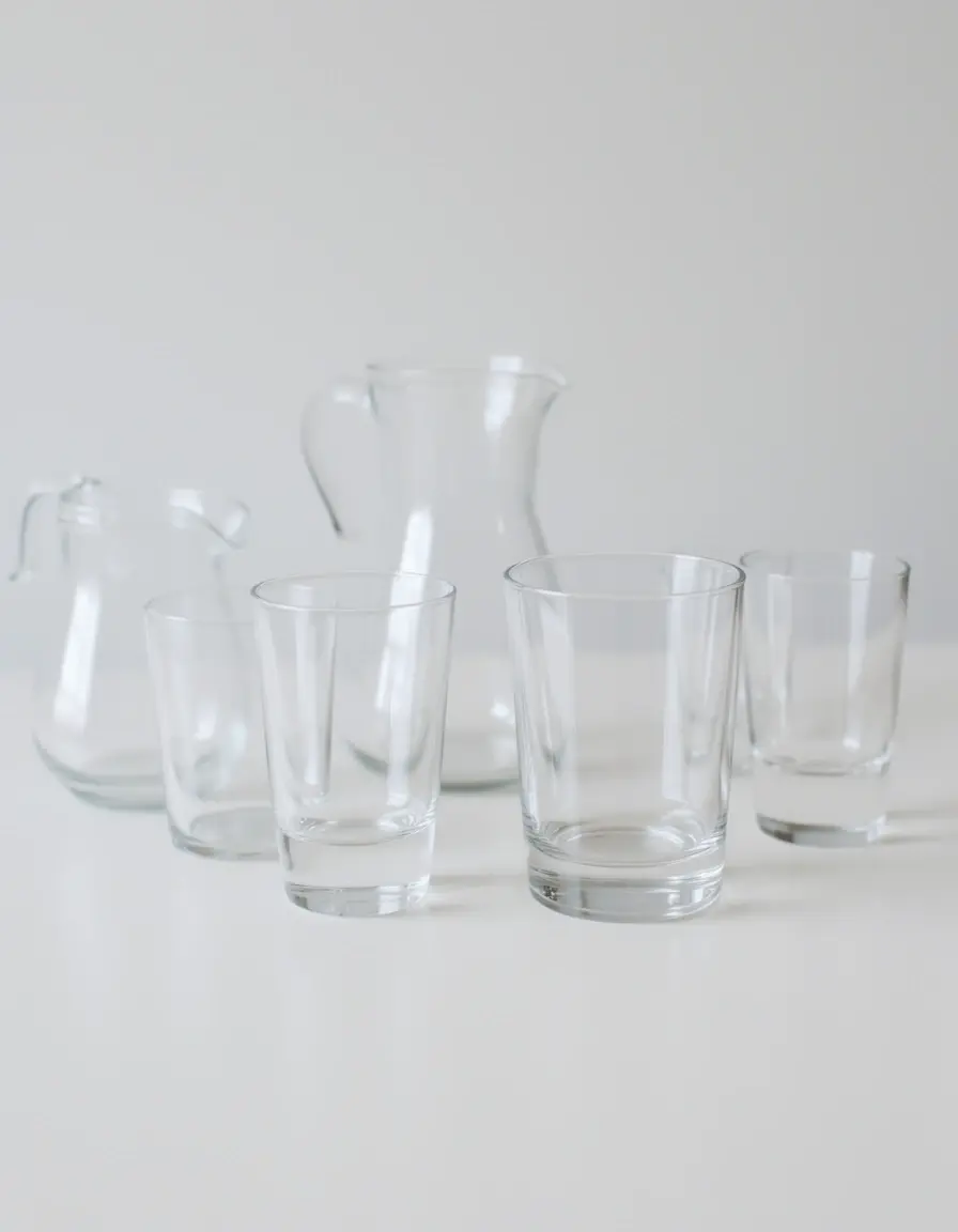 Set de vasos de cristal transparente para uso diario