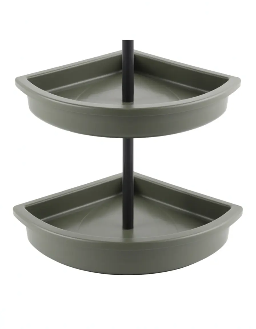 Lazy Susan de dos niveles de plástico para organización de esquina