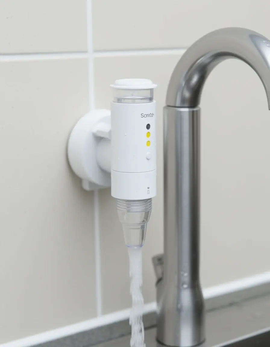 Purificador de agua montado en grifo de cocina con indicador de filtro