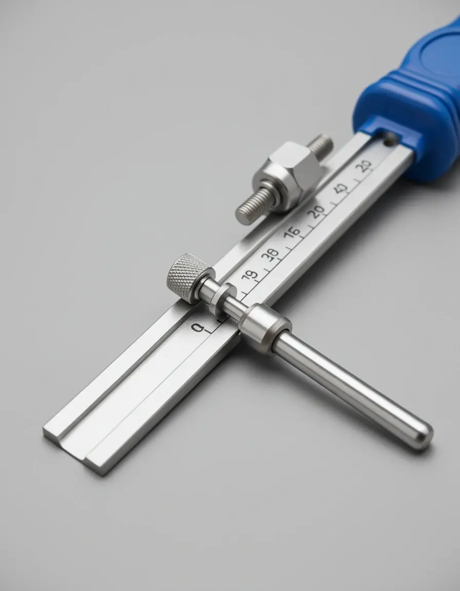 Medidor de longitud de tornillos para herrajes