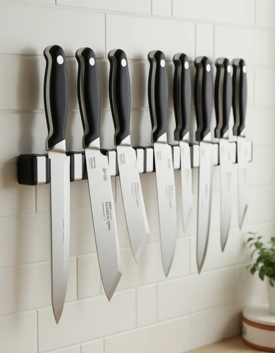 Soporte magnético para cuchillos en pared de cocina