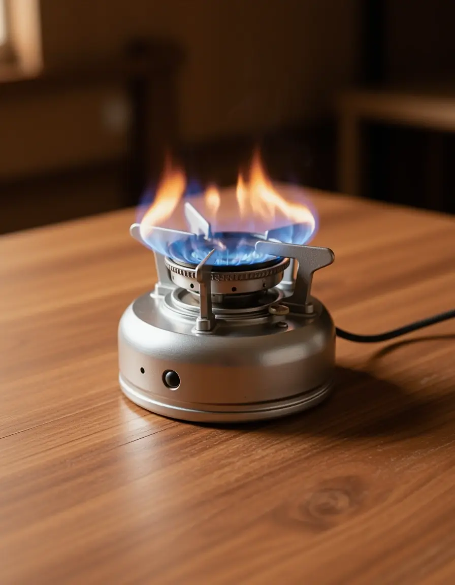 Hornillo portátil de gas butano compacto con llama ajustable