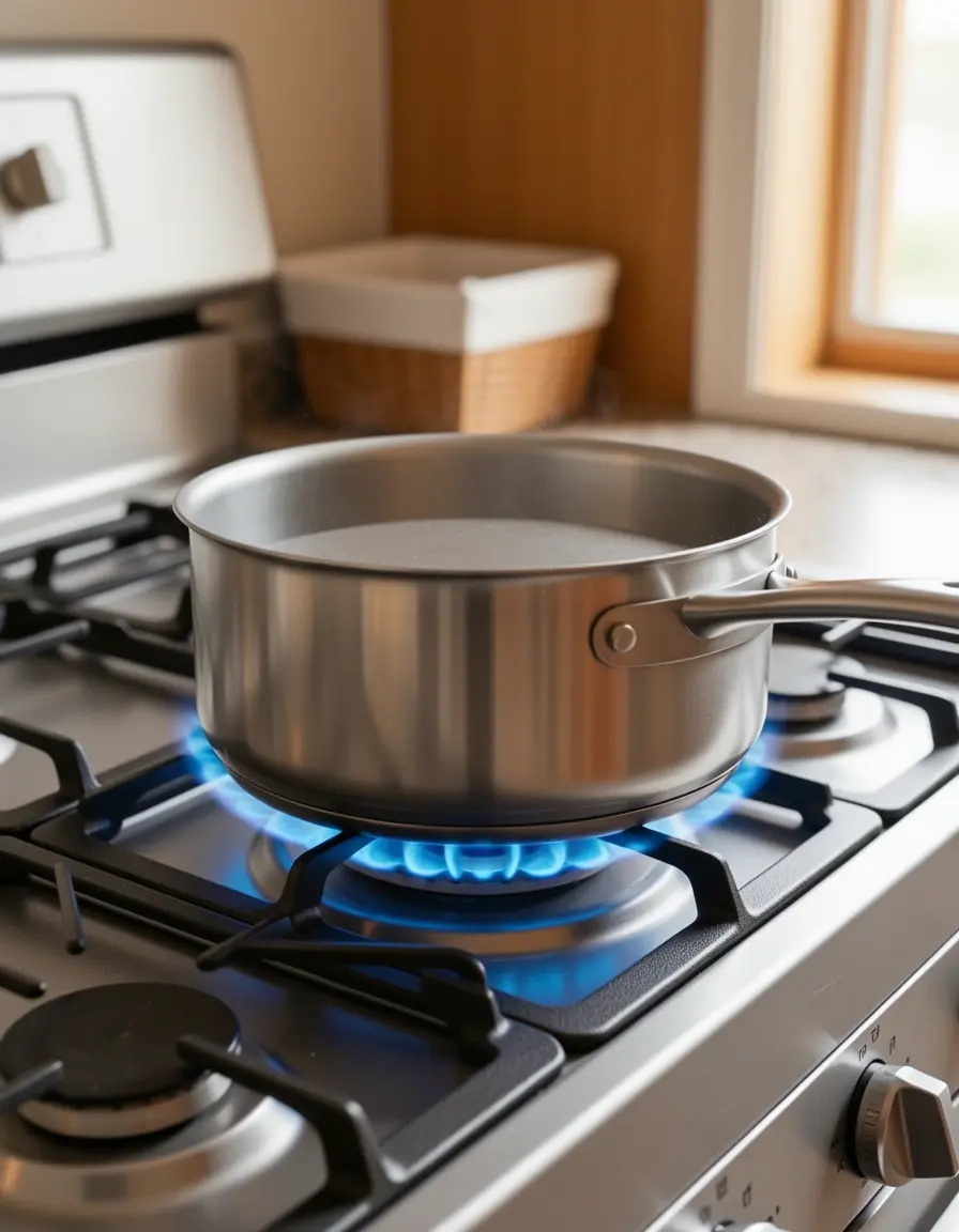 Difusor de calor Flame Tamer bajo una olla de cocina