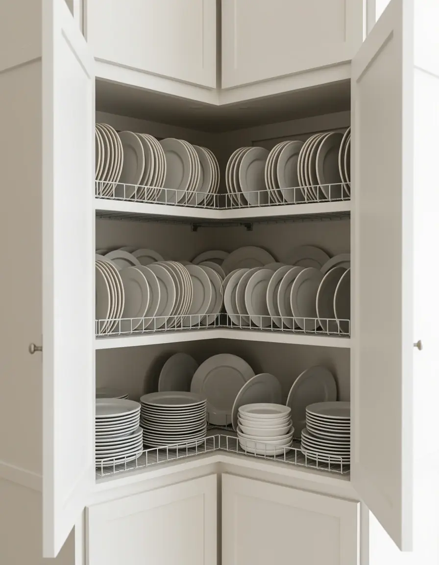 Divisores de estantes ajustables para organizar platos y tazas
