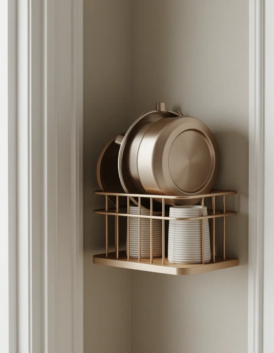 Soporte para tapas de ollas montado en pared para ahorrar espacio