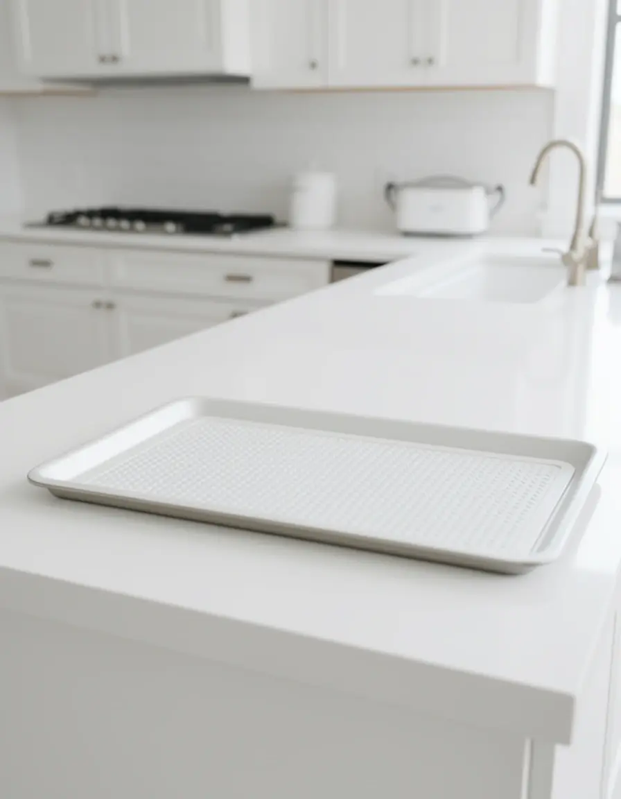 Tapete de silicona blanco para hornear en cocina moderna