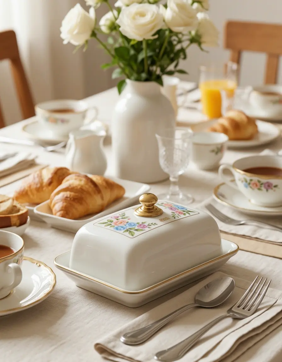 Mantequillera con tapa para desayunos